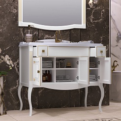 Opadiris Мебель для ванной Лаура 100 белая с бежевой патиной – фотография-11